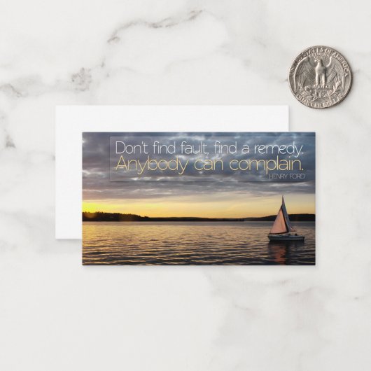 ヘンリー感動的フォード引用文「救済策を見つける」 ノートカード (正面/裏面インサイチュ)