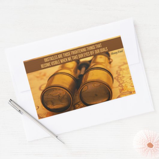 ヘンリー感動的フォード引用文「障害物」 長方形シール (封筒)