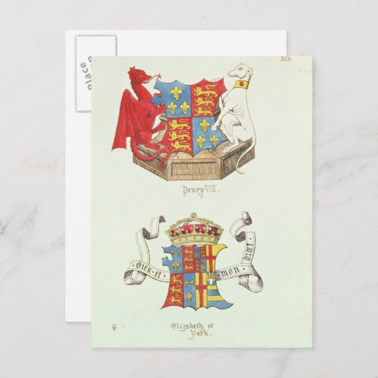 ヘンリー7世の紋章とヨークのエリザベス ポストカード (正面/裏面)
