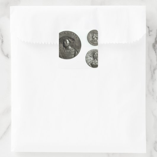 ヘンリー8世とアン・ボレーアンを描いたコイン スクエアシール (バッグ)