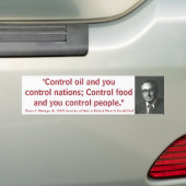 ヘンリー・キッシンジャー制御油の国家食糧及び人々 バンパーステッカー (車上)
