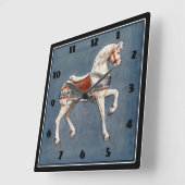 ヘンリー・マーシーによる回転木馬の馬 スクエア壁時計 (傾斜)