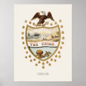 ヘンリー・ミッチェルオレゴン州コート・オブ・アームズ1876レア ポスター (正面)
