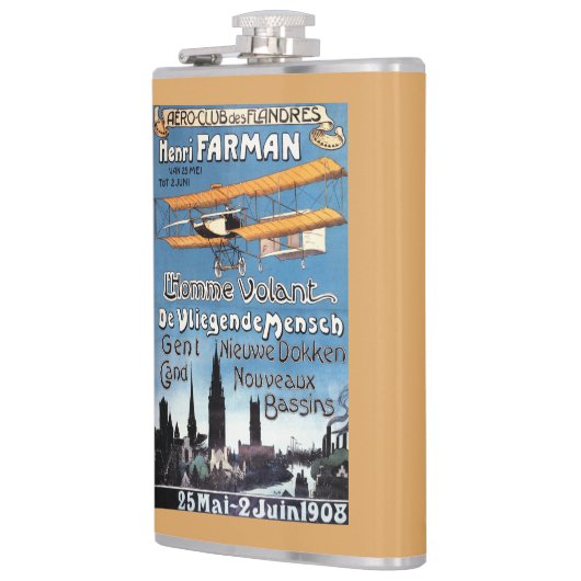 ヘンリーFarmanは飛んでいるな人の広告宣伝ポスターを飛ばします フラスク (左)