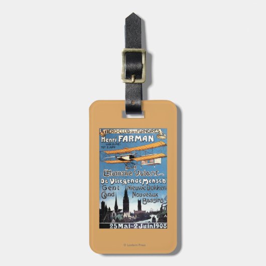 ヘンリーFarmanは飛んでいるな人の広告宣伝ポスターを飛ばします ラゲッジタグ (正面縦)