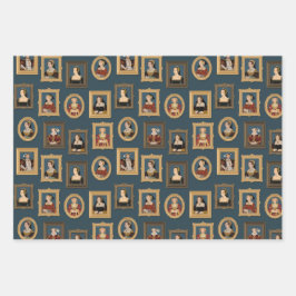 ヘンリーVIII六妻ポートレートフレームティール(緑がかった色) ラッピングペーパーシート