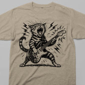 ヘヴィメタル ギター 猫 ロックオン Tシャツ