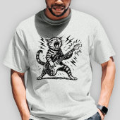 ヘヴィメタル ギター 猫 ロックオン Tシャツ