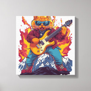 ヘヴィー・ミーオタル – 音楽が好きな人のためのロック猫グラフィックTシャツ キャンバスプリント