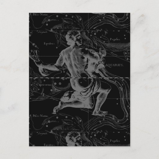 ヘヴェリウスによる水瓶座の星座地図 ポストカード (正面)