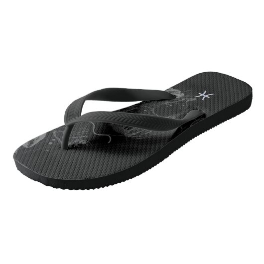 ヘヴェリウス風の魚座のシンボルをクロム仕上げで ビーチサンダル (アングル)