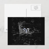 ヘヴェリウス1690年のアリエスの星座記号風のクローム仕上げ ポストカード (正面/裏面)