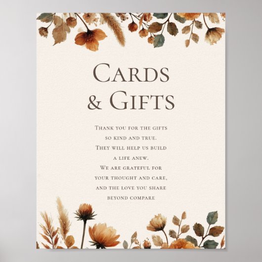 ヘーゼルウッドの結婚式の贈り物とカードサイン ポスター (正面)