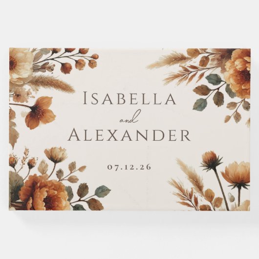 ヘーゼルウッドウォーターカラー秋結婚フローラ ゲストブック (正面)