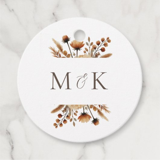 ヘーゼルウッドウォーターカラー秋結婚フローラ フェイバータグ (正面)