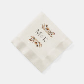 ヘーゼルウッドウォーターカラー秋結婚フローラ 縁ありカクテルナプキン (角)