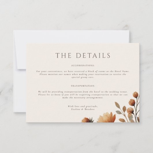 ヘーゼルウッド結婚景観の詳細カード 招待状 (正面)