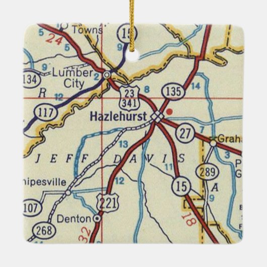 ヘーゼルストグルジアヴィンテージの地図 セラミックオーナメント (裏面)