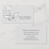 ヘーゼルツリー離れボタニカルペンシルスケッチグレー 名刺 (正面/裏面)