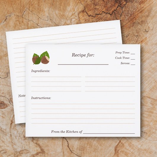 ヘーゼルナッツブライダルシャワーレシピカード