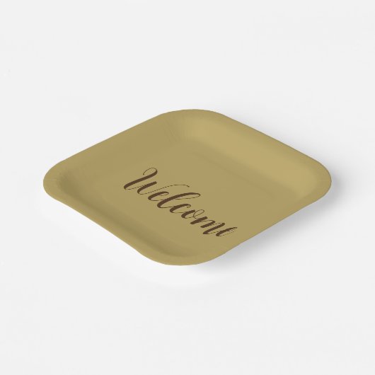 ヘーゼルナットカラーウェルカムプロフェッショナル名テンプレート ペーパープレート (傾斜あり)