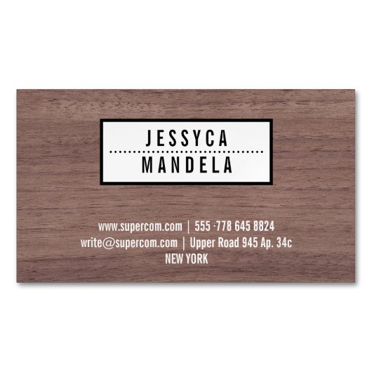 ヘーゼル木材を使用した木工 マグネット名刺 (正面)