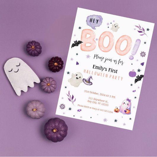 ヘーブーかわいいハロウィーンの女の子任意の年招待状 招待状