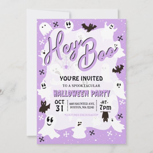 ヘーブーかわいい不気味幽霊ハローウィンパーティ 招待状 (正面)