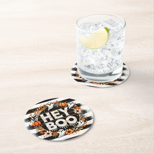 ヘーブーかわいい幽霊をテーマにしたハローウィンパーティの好意 ラウンドペーパーコースター (インサイチュ)