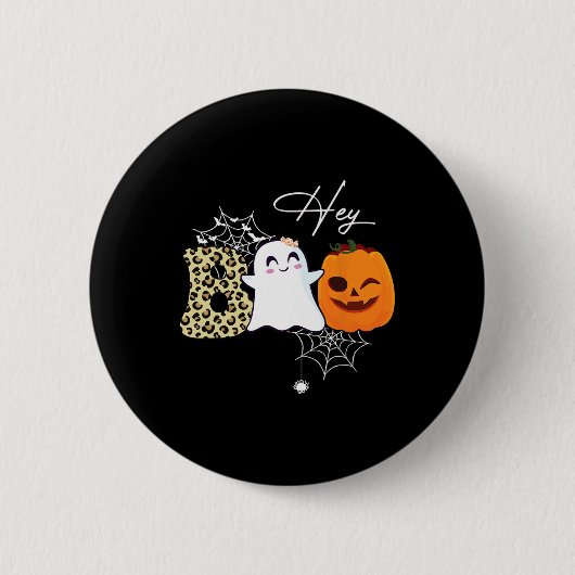 ヘーブーかわいい幽霊カボチャ顔ハロウィン 缶バッジ (正面)