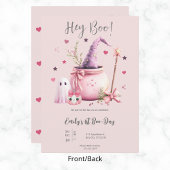 ヘーブーかわいい幽霊ハロウィーン1stバースデーピンク 招待状