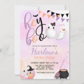 ヘーブー幽霊パステルハロウィーン誕生日 招待状 (正面)