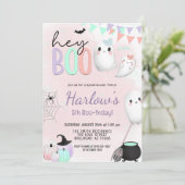 ヘーブー幽霊パステルハロウィーン誕生日 招待状 (スタンド正面)