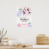 ヘーブー虹色幽霊ピンクハロウィーンウェルカム ポスター (キッチン)