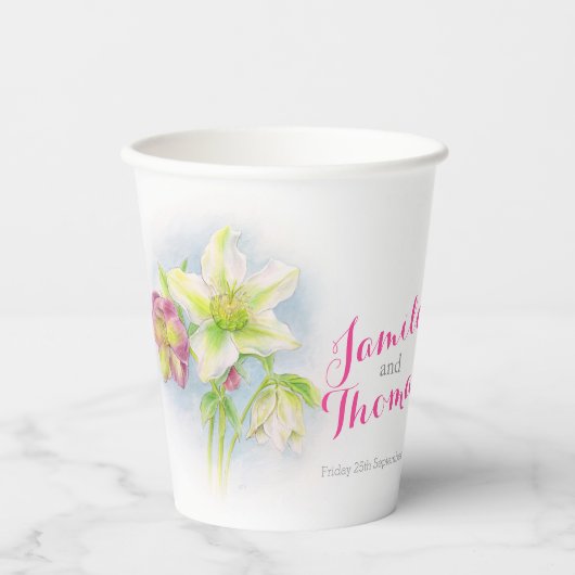 ヘ結婚ルボアグリーンピンクフローラ水色 紙コップ (正面)