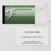 ヘ音記号およびひもの緑の名刺 名刺 (正面/裏面)