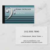 ヘ音記号およびひもの青い名刺 名刺 (正面/裏面)