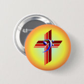 ヘ音記号が付いている三色の十字 缶バッジ (正面&裏面)