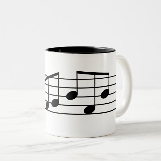 ヘ音記号のすてきなパパのコーヒー・マグ音楽ノート ツートーンマグカップ (正面右)