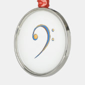 ヘ音記号のカジュアルなスタイルのオレンジおよび青 メタルオーナメント (左)