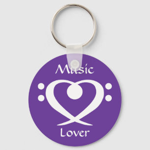 ヘ音記号のハートの音楽愛好者Keychain キーホルダー