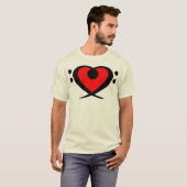 ヘ音記号の赤いハートのワイシャツ Tシャツ (正面フル)