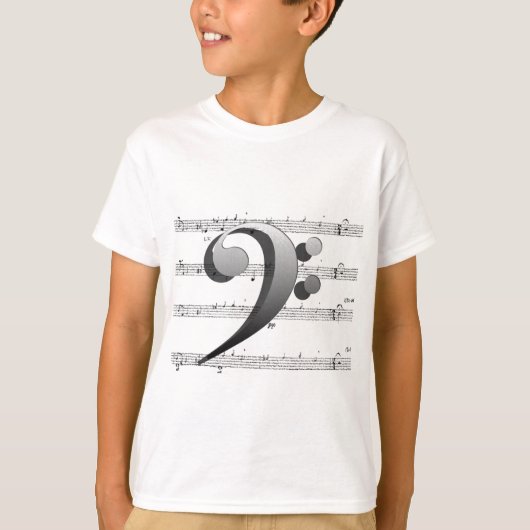 ヘ音記号音楽ワイシャツおよび衣類 Tシャツ (正面)