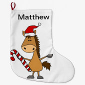 ベおもしろいイホースインサンタハットクリスマス ラージクリスマスストッキング (正面)