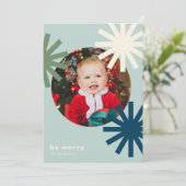 ベおもしろいメリーホワイトブルーグリーンポンポムスホリデーカード シーズンカード (スタンド正面)