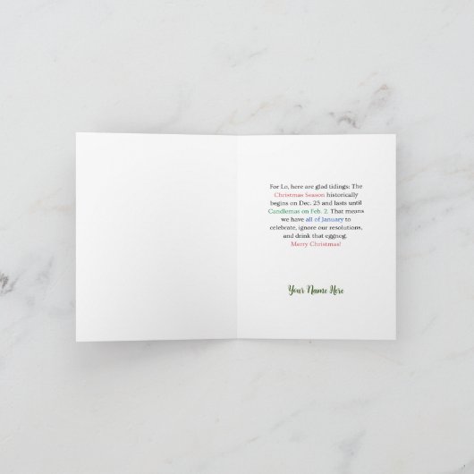 ベおもしろいートクリスマス笑わされる引用文レトロブルー シーズンカード (内部)