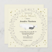 ベお洒落ルエレガントガ鯨赤ちゃんシャワー 招待状 (正面/裏面)