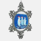 ベお洒落ルファンシーガ鯨三尾クリスマスツリー スノーフレークピューターオーナメント (左)