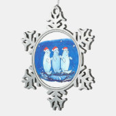 ベお洒落ルファンシーガ鯨三尾クリスマスツリー スノーフレークピューターオーナメント (右)