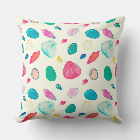 ベかわいらしイカラフルージュパターン クッション (正面)